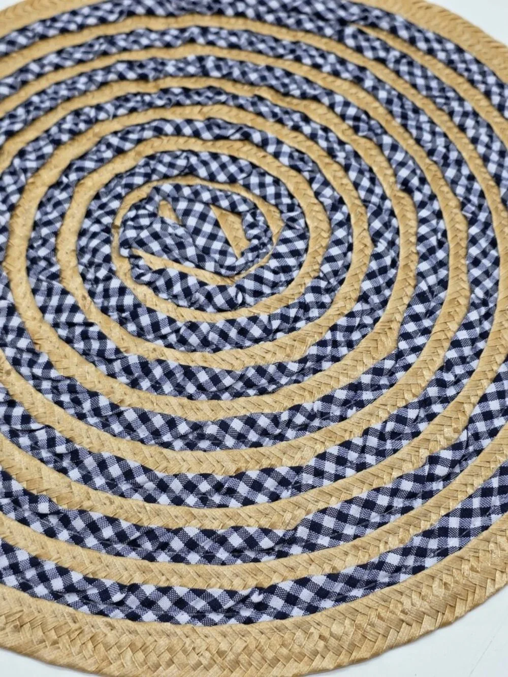 Benson Mills Splice Blue Gingham & Wicker Woven 14